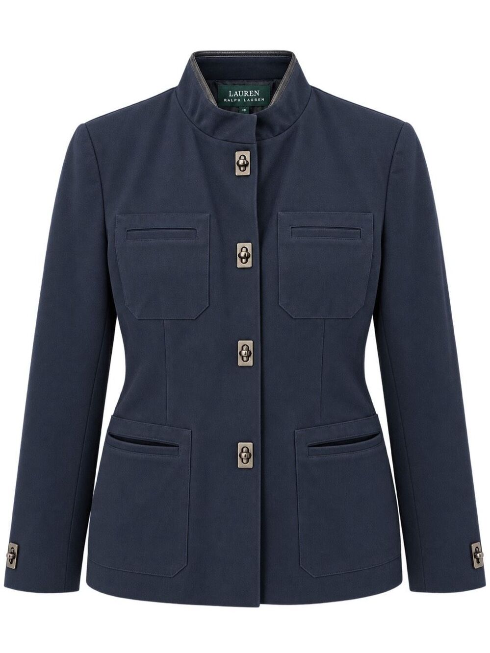 Lauren Ralph Lauren Navy Military Equestrian Jacket Leather Trim Size 10 - Picture 12 of 12